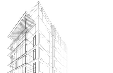 Yüksek konut binasının soyut mimari duvar kağıdı tasarımı, dijital konsept arkaplan