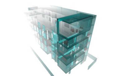 Yüksek konut binasının soyut mimari duvar kağıdı tasarımı, dijital konsept arkaplan