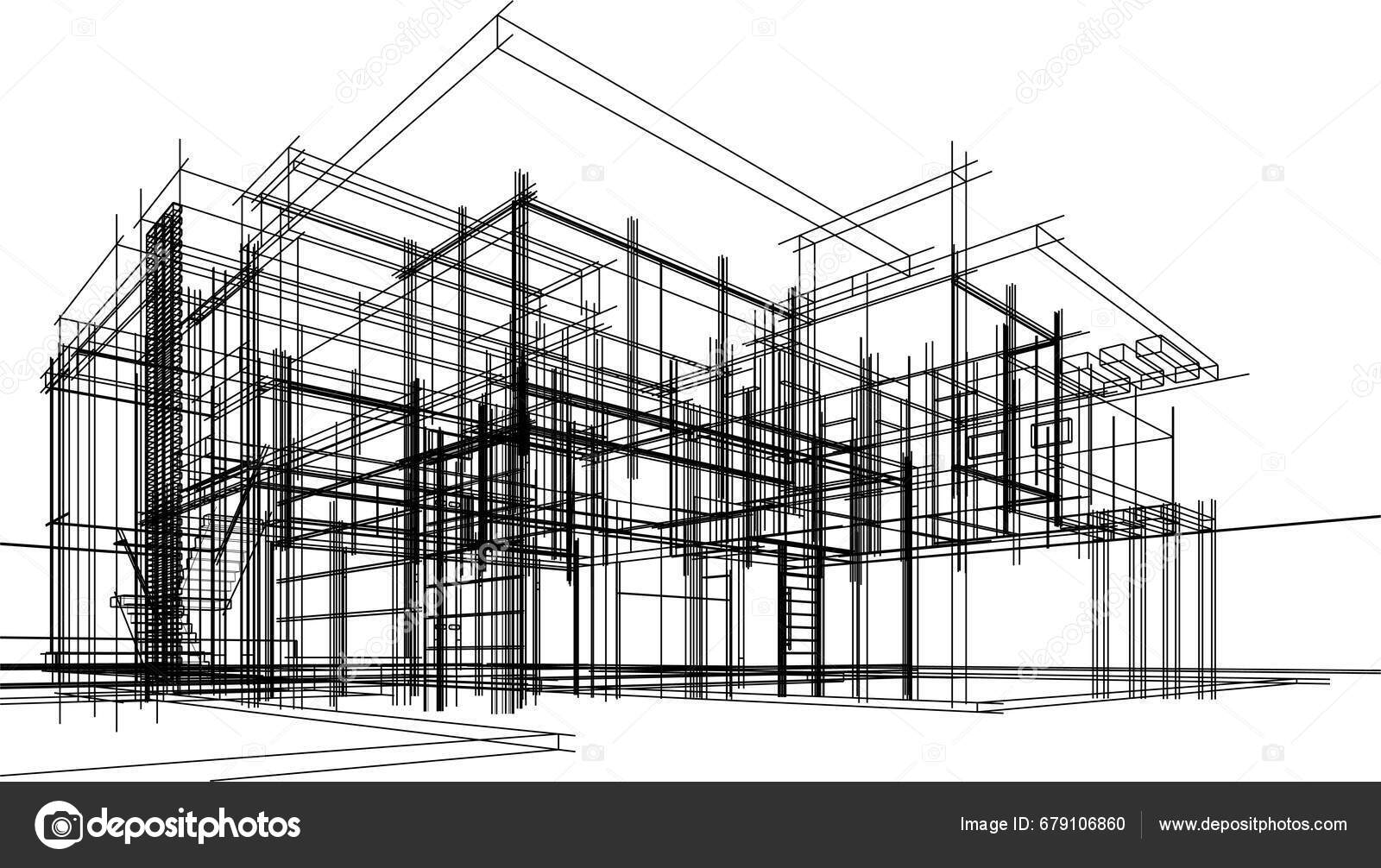 House Building Architectural Drawing Vector Illustration Stock Vector by ©YuriyA 679106860