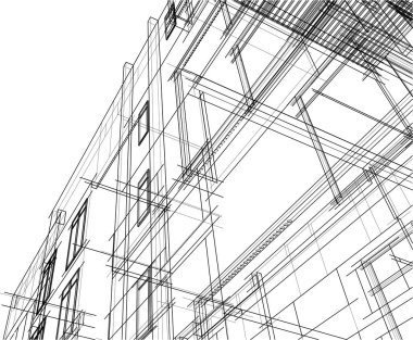 Yüksek konut binasının soyut mimari duvar kağıdı tasarımı, vektör illüstrasyonu 