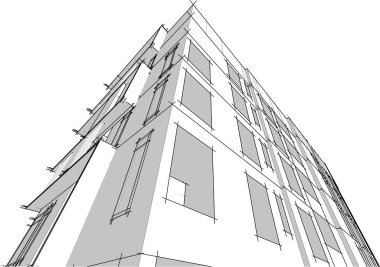 Yüksek konut binasının soyut mimari duvar kağıdı tasarımı, vektör illüstrasyonu 