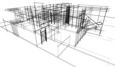 Ev yapımı mimari çizim vektörü illüstrasyonu