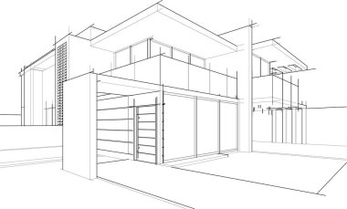 Ev yapımı mimari çizim vektörü illüstrasyonu