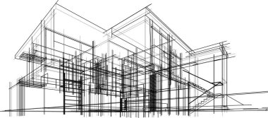 Ev yapımı mimari çizim vektörü illüstrasyonu