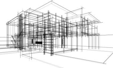 Ev yapımı mimari çizim vektörü illüstrasyonu