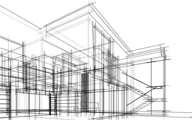 Ev yapımı mimari çizim vektörü illüstrasyonu