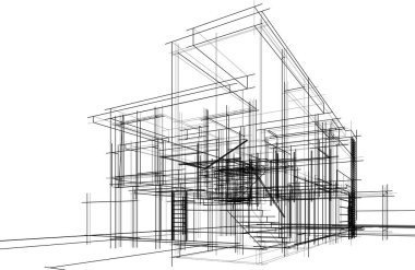 Ev yapımı mimari çizim vektörü illüstrasyonu