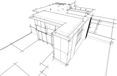 Ev yapımı mimari çizim vektörü illüstrasyonu