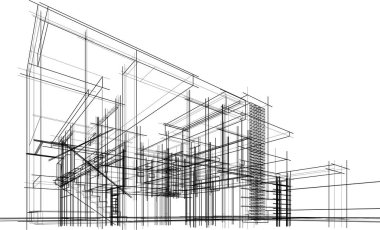 Ev yapımı mimari çizim vektörü illüstrasyonu