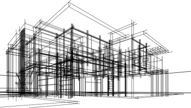 Ev yapımı mimari çizim vektörü illüstrasyonu