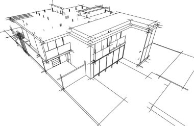Ev yapımı mimari çizim vektörü illüstrasyonu