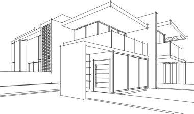 Ev yapımı mimari çizim vektörü illüstrasyonu