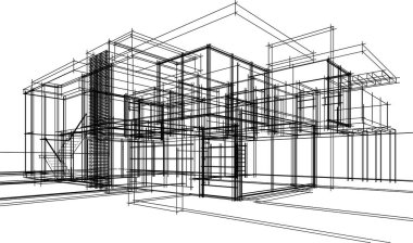 Ev yapımı mimari çizim vektörü illüstrasyonu