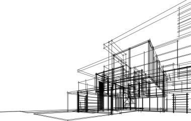 Ev yapımı mimari çizim vektörü illüstrasyonu
