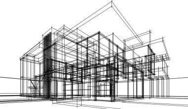 Ev yapımı mimari çizim vektörü illüstrasyonu