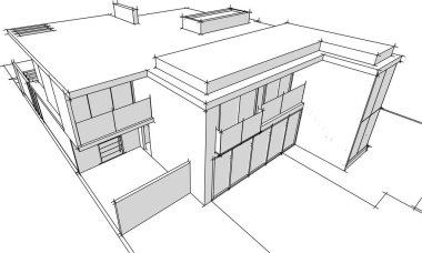 Ev yapımı mimari çizim vektörü illüstrasyonu