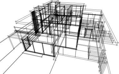 Ev yapımı mimari çizim vektörü illüstrasyonu