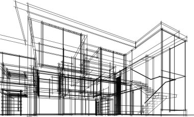 Ev yapımı mimari çizim vektörü illüstrasyonu