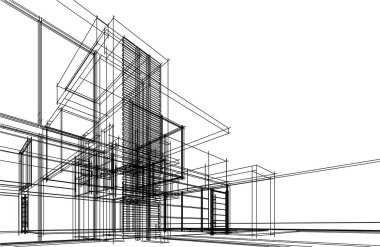 Ev yapımı mimari çizim vektörü illüstrasyonu