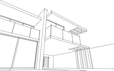 Ev yapımı mimari çizim vektörü illüstrasyonu