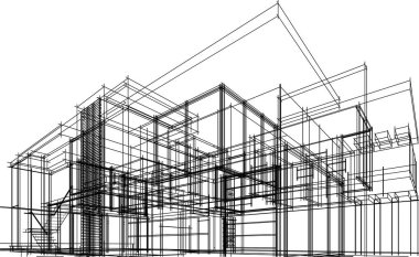 Ev yapımı mimari çizim vektörü illüstrasyonu