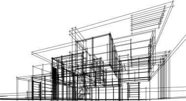 Ev yapımı mimari çizim vektörü illüstrasyonu