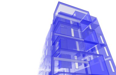 Yüksek konut binasının soyut mimari duvar kağıdı tasarımı, dijital konsept arkaplan