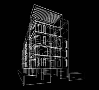 Yüksek konut binasının soyut mimari duvar kağıdı tasarımı, dijital konsept arkaplan
