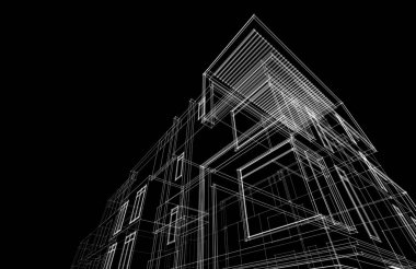 Yüksek konut binasının soyut mimari duvar kağıdı tasarımı, dijital konsept arkaplan