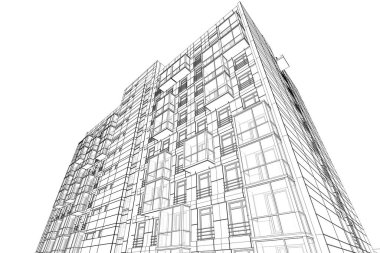 Yüksek konut binasının soyut mimari duvar kağıdı tasarımı, dijital konsept arkaplan