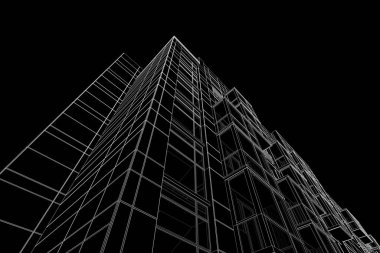 Yüksek konut binasının soyut mimari duvar kağıdı tasarımı, dijital konsept arkaplan