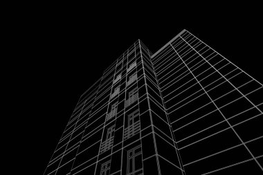 Yüksek konut binasının soyut mimari duvar kağıdı tasarımı, dijital konsept arkaplan