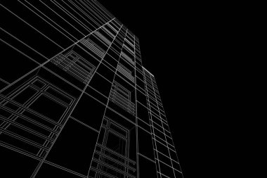 Yüksek konut binasının soyut mimari duvar kağıdı tasarımı, dijital konsept arkaplan