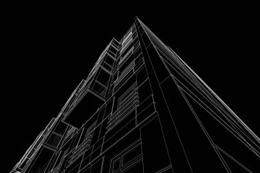 Yüksek konut binasının soyut mimari duvar kağıdı tasarımı, dijital konsept arkaplan