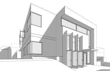 Binanın mimari 3d çizim çizim ev