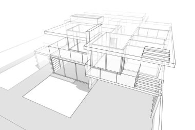 Binanın mimari 3d çizim çizim ev