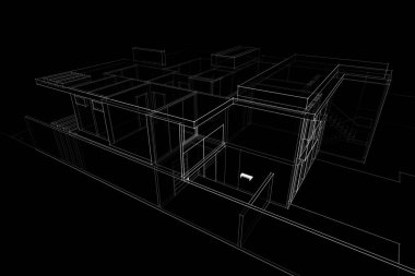 Binanın mimari 3d çizim çizim ev