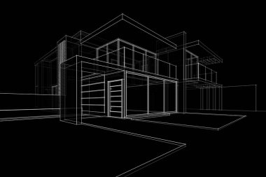 Binanın mimari 3d çizim çizim ev