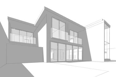 Binanın mimari 3d çizim çizim ev