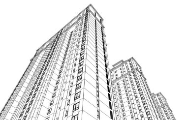 soyut mimari duvar kağıdı yüksek ofis tasarımı, dijital konsept arkaplan