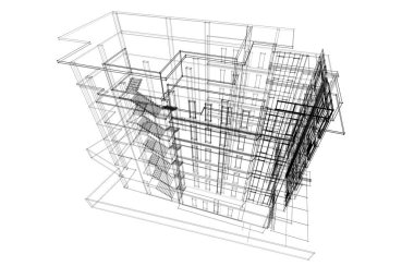 Yüksek binanın soyut mimari duvar kağıdı tasarımı, dijital konsept arkaplan
