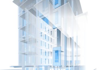 Yüksek binanın soyut mimari duvar kağıdı tasarımı, dijital konsept arkaplan