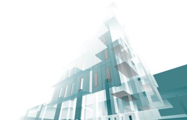 Yüksek binanın soyut mimari duvar kağıdı tasarımı, dijital konsept arkaplan