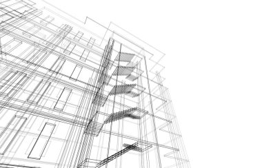 Yüksek binanın soyut mimari duvar kağıdı tasarımı, dijital konsept arkaplan