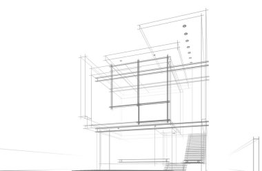 Binanın mimari 3d çizim çizim ev