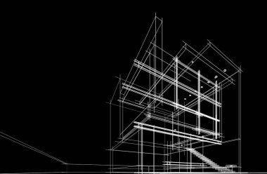 Binanın mimari 3d çizim çizim ev