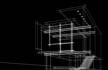 Binanın mimari 3d çizim çizim ev