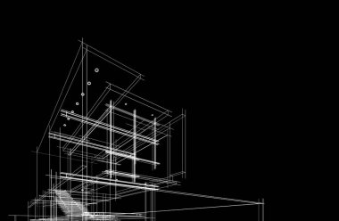 Binanın mimari 3d çizim çizim ev