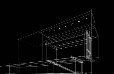 Binanın mimari 3d çizim çizim ev