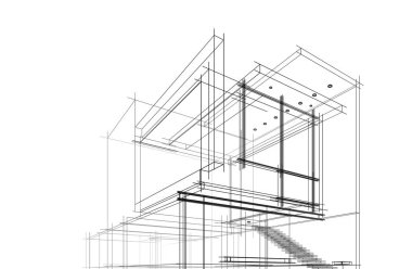 Binanın mimari 3d çizim çizim ev